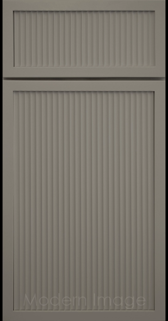 Slate color Arcadia Cove Cabinet Door featuring a Narrow Frame and Fluted Center Panel.